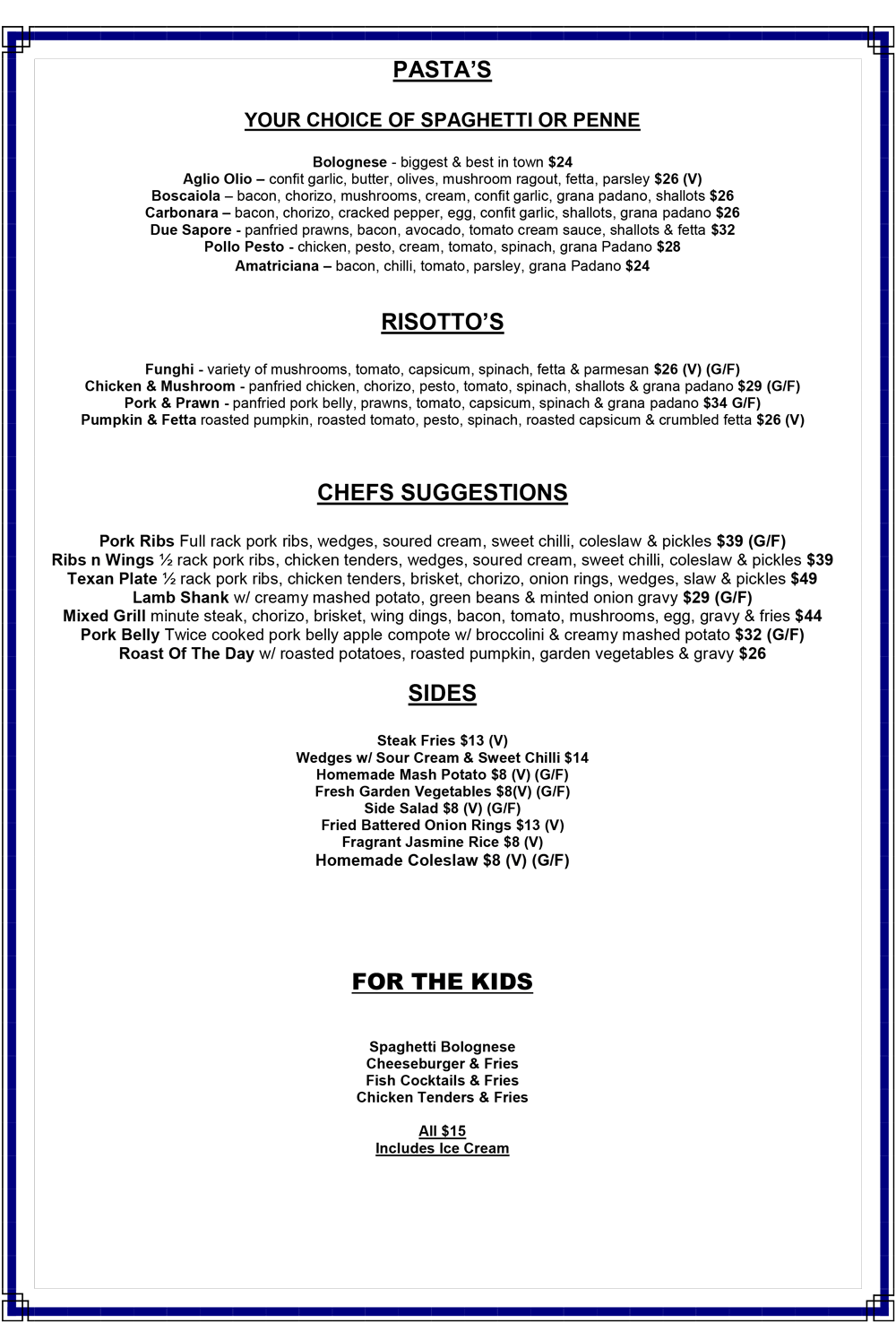 Alroy Tavern Main Menu